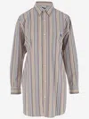 Etro Oversized Multicolor Shirt With Stripe Motif And Pegasus Embroidery In Cotton Woman In Multicolor