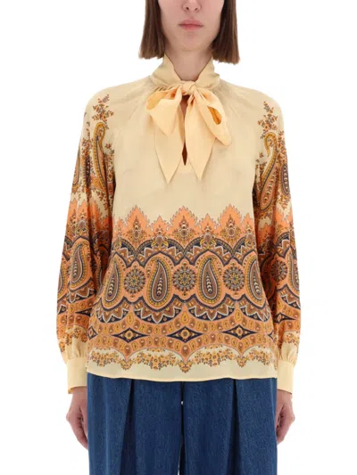 Etro Multicolor Paisley Band Collar Top