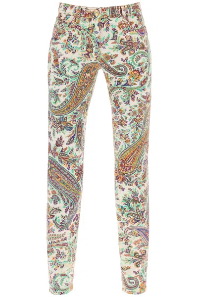 Etro Multicolor Paisley Cotton Jeans For Women