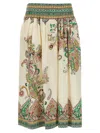Etro Womens Print On White Base Floral-print High-rise Cotton Midi Skirt In Multicolor