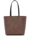 Etro Multicolor Paisley Jacquard Tote Bag In Brown