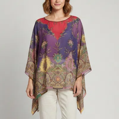 Pre-owned Etro Multicolor Paisley Print Beaded Chiffon Kaftan Blouse One Size
