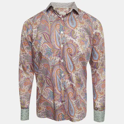 Pre-owned Etro Multicolor Paisley Print Cotton Long Sleeve Shirt M