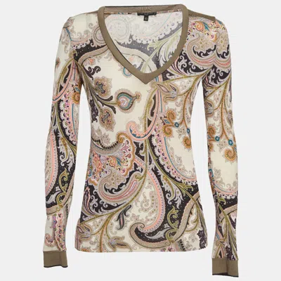 Pre-owned Etro Multicolor Paisley Print Jersey Top S