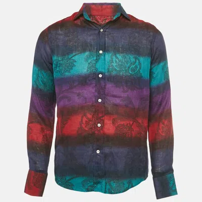 Pre-owned Etro Multicolor Paisley Print Linen Shirt S