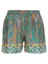 Etro Elastic Waistband Paisley Print Relaxed Fit Shorts In Multicolor