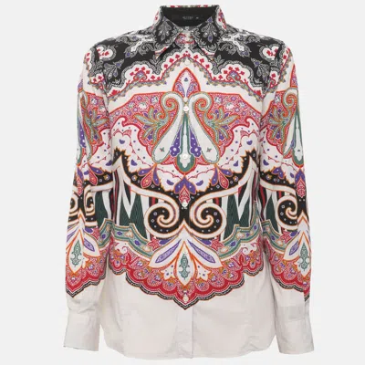 Pre-owned Etro Multicolor Paisley Print Stretch Cotton Long Sleeve Shirt M