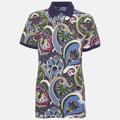 Pre-owned Etro Multicolor Paisley Printed Cotton Pique Polo T-shirt S