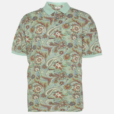 Pre-owned Etro Multicolor Paisley Printed Cotton Polo T-shirt Xxl