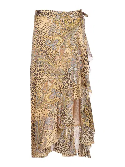 Etro Multicolor Paisley Skirt In Brown
