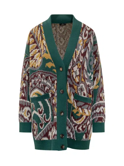 Etro Multicolor Paisley V Neck Cardigan