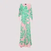 Etro Multicolor Long Dress With Round Neck And All-over Floral Print In Viscose Woman In Multicolor
