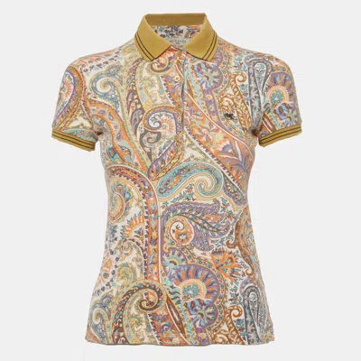 Pre-owned Etro Multicolor Paisley-print Cotton Polo T-shirt S