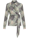 Etro Multicolor Patchwork-print Wraparound-style Shirt In Multicolor