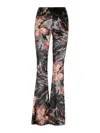 Etro Flared Leg Floral Pattern High Rise Pants In Multicolor
