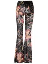Etro Flared Leg Floral Pattern High Rise Pants In Multicolor