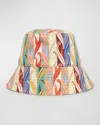 Etro Multicolor Print Canvas Bucket Hat In X0803 Print On White Base