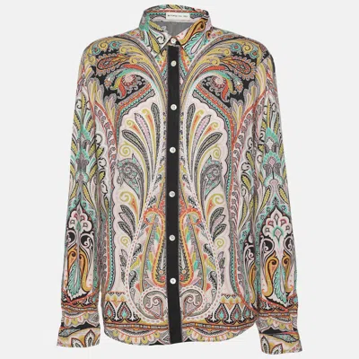 Pre-owned Etro Multicolor Print Cotton Blend Full Sleeve Shirt M