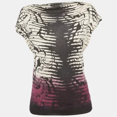 Pre-owned Etro Multicolor Print Silk Blend Cowl Neck Top M