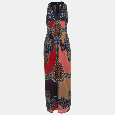Pre-owned Etro Multicolor Print Silk Shirred Detail Sleeveless Maxi Dress M
