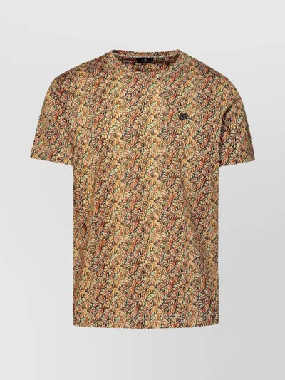 Etro Multicolor Printed Cotton T-shirt With Crew Neck In Brown