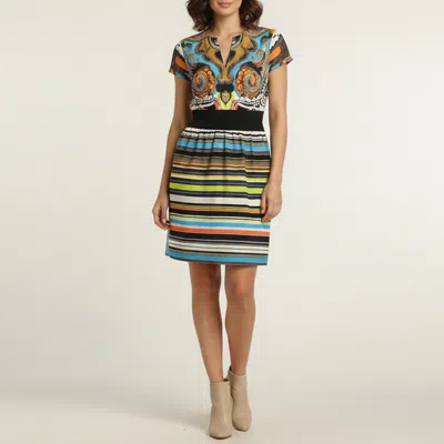 Pre-owned Etro Multicolor Printed Crepe V Neck Sleeveless Midi Dress M