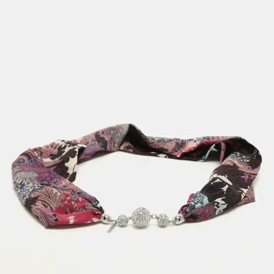 Pre-owned Etro Multicolor Printed Silk Crystal Detail Neck Infinity Scarf