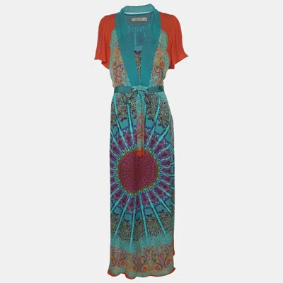 Pre-owned Etro Multicolor Printed Silk Maxi Dress M