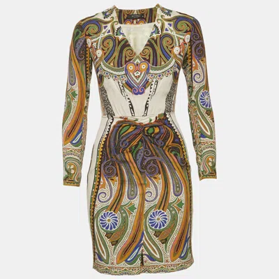Pre-owned Etro Multicolor Printed Silk Mini Dress S