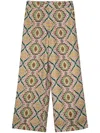 Etro Wide-leg Trousers With Floral-geometry Pattern In Brown