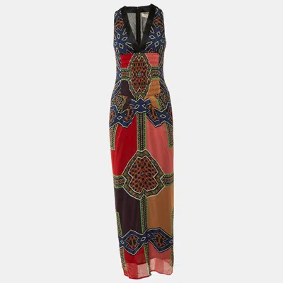 Pre-owned Etro Multicolor Printed Silk Sleeveless Maxi Dress S