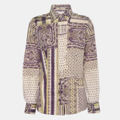 Pre-owned Etro Multicolor Printed Stretch Cotton Long Sleeve Shirt M