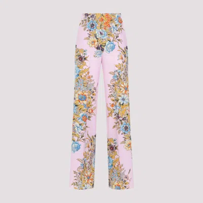 ETRO MULTICOLOR PURPLE SILK PANTS