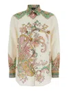 Etro Multicolor Shirt With Classic Collar And All-over Paisley Print In Cotton And Silk Woman In Multicolor