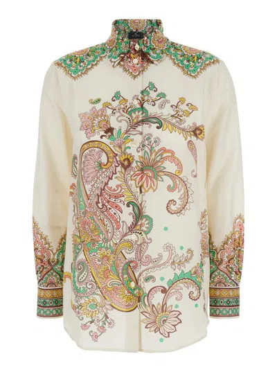 ETRO MULTICOLOR SHIRT WITH CLASSIC COLLAR AND ALL-OVER PAISLEY PRINT