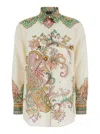 Etro Multicolor Shirt With Classic Collar And All-over Paisley Print In Cotton And Silk Woman In Multicolor
