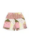 Etro Multicolor Shorts For Baby Girl With Paisley Patchwork Print In Multicolor
