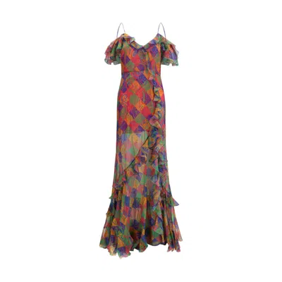 Etro Multicolor Silk Casual Dress In Brown