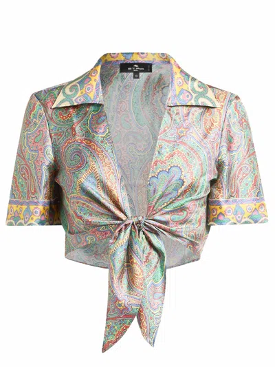 Etro Silk Top In Multi