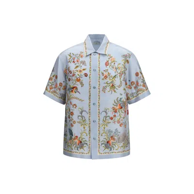 Etro Oversized Silk Shirt With Flora And Fauna Print In Multi