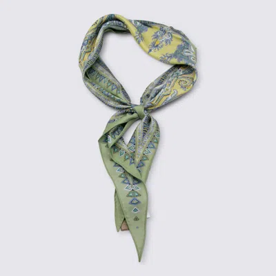 Etro Multicolor Silk Scarf In Green