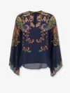 Etro Multicolor Paisley Round Neck Top In Blue