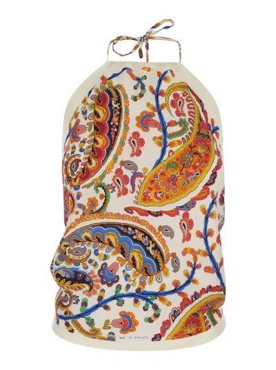 Etro Women Multicolor Silk Sleeveless Top With All-over Paisley Motif Woman