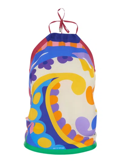 Etro Women Multicolor Silk Sleeveless Top With All-over Paisley Motif Woman