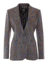 Etro Multicolor Single Breasted Jacket In Blue