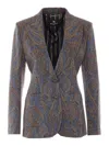 Etro Multicolor Single Breasted Jacket In Brown