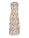 Etro Multicolor Sleeveless Long Dress With Round Neck And All-over Floral Print In Viscose Blend Woman In Multicolor