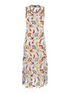 Etro Multicolor Sleeveless Long Dress With Round Neck And All-over Floral Print In Viscose Blend Woman In Multicolor