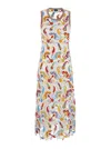 Etro Multicolor Sleeveless Long Dress With Round Neck And All-over Floral Print In Viscose Blend Woman In Multicolor
