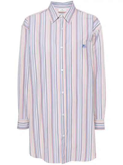 Etro Multicolor Striped Button-down Shirt In Blue